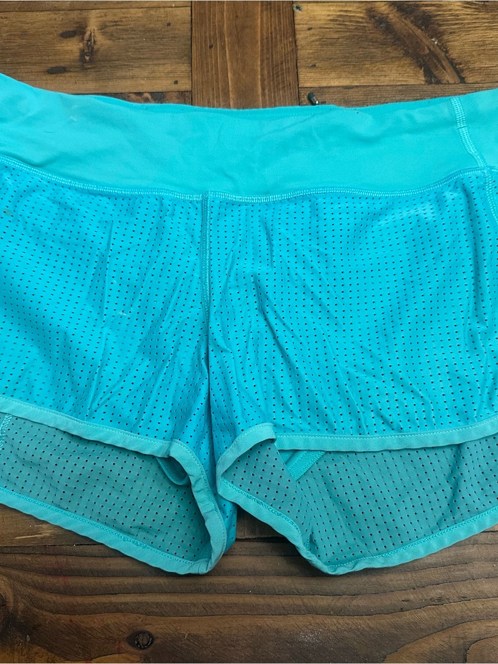 lululemon athletica Turquoise Perforated Running Shorts